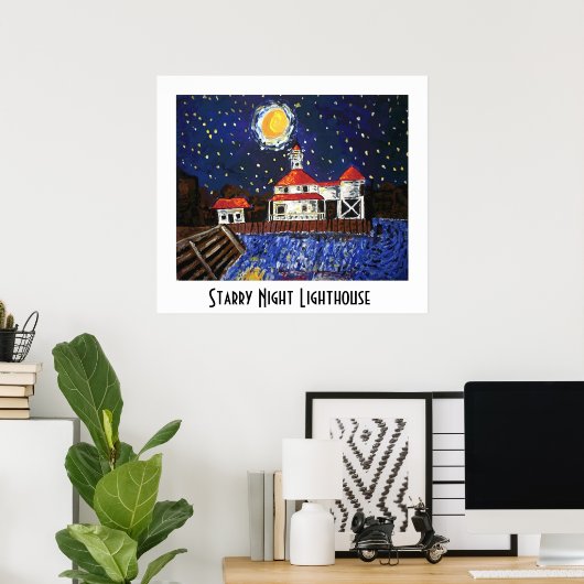 Starry Night Lighthouse Poster (Heimbüro)