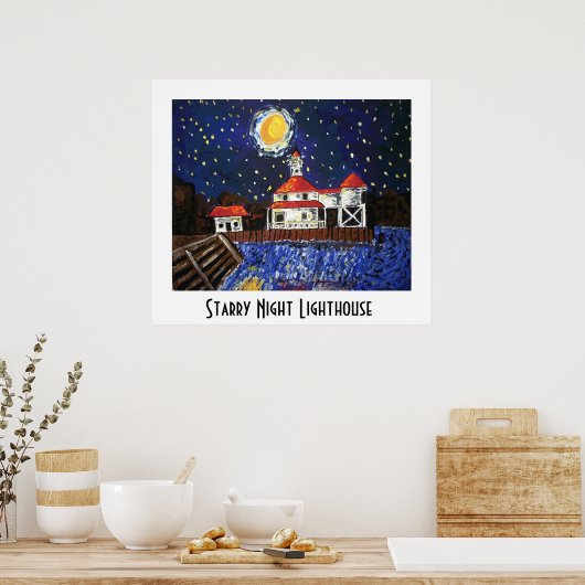 Starry Night Lighthouse Poster (Küche)