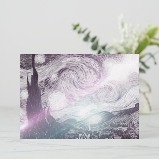 Starry Night Lights Einladung (Stehend Vorderseite)