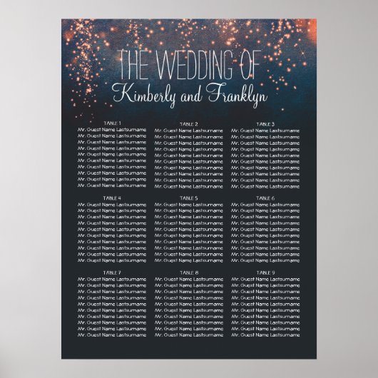 Starry Night Lights Hochzeitskarte Poster (Vorne)