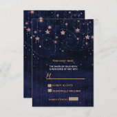 Starry Night Lila Gold Whimsical Stars UAWG RSVP Karte (Vorne/Hinten)