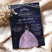 Starry Night Lila Lilac Dress Silver Quinceañera Einladung