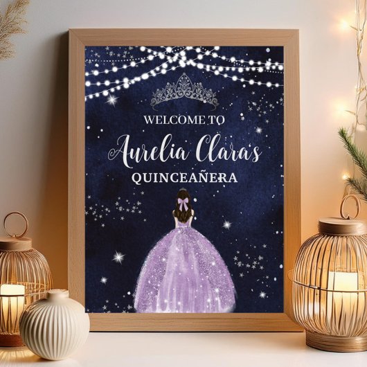 Starry Night Lila Lilac Dress Silver Quinceañera Poster