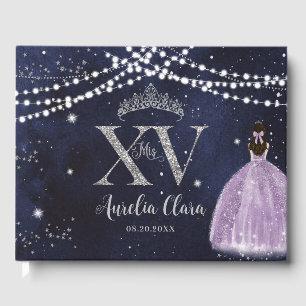 Starry Night Lila Lilac Quinceañera Geburtstag Gästebuch
