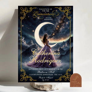 Starry Night Lila Quinceañera Einladung