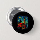 Starry Night London Red Telephone Box Queen's Guar Button (Vorne & Hinten)