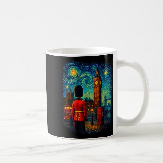Starry Night London Red Telephone Box Queen's Guar Kaffeetasse (Rechts)