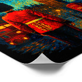 Starry Night London Red Telephone Box Queen's Guar Poster (Ecke)