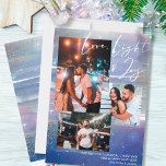 Starry Night Love Light & Joy 3 Feiertagskarte<br><div class="desc">Create your own 3 Foto von Klebeholiday Card, with Love Light & Joy hand lettering, wir haben Starry night background. The design feature watercolor brush strokes, in shades of blue indigo purple violet and grey, with stars, starlight glow and gold dust. Love, light & joy is lettered in modern script...</div>