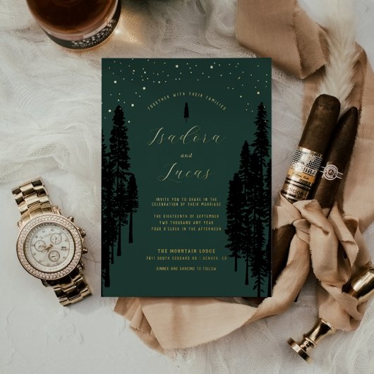 Starry Night | Luxe Celestial Forest Wedding Folieneinladung