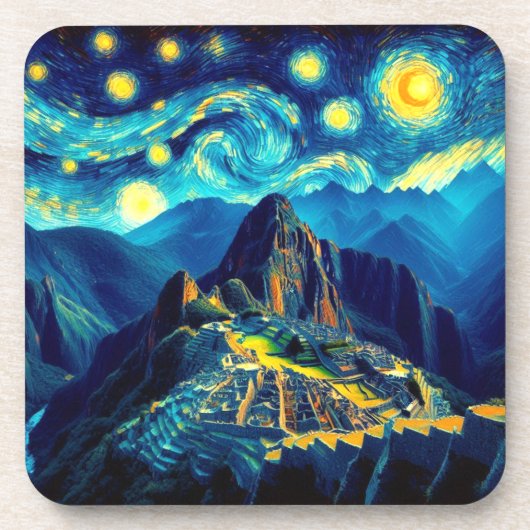 Starry Night Machu Picchu Peru Getränkeuntersetzer (Vorderseite)
