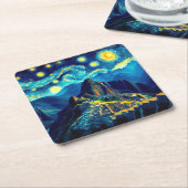 Starry Night Machu Picchu Peru Rechteckiger Pappuntersetzer (angewinkelt)