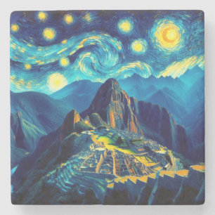 Starry Night Machu Picchu Peru Steinuntersetzer