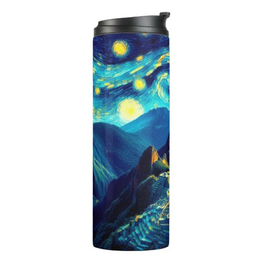 Starry Night Machu Picchu Peru Thermosbecher (Nach links gedreht)