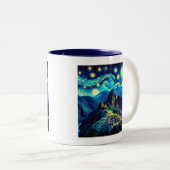 Starry Night Machu Picchu Peru Zweifarbige Tasse (VorderseiteRechts)