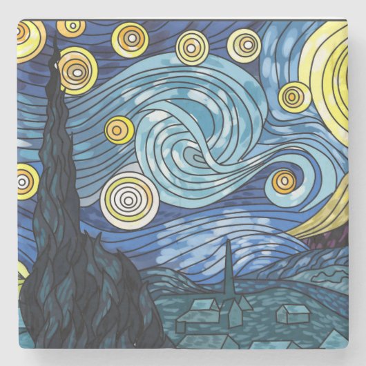 Starry Night Marble Coster Steinuntersetzer (Vorderseite)