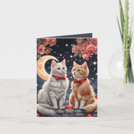 Starry Night Meow-velous Fluffy Cat Valentine Card Feiertagskarte