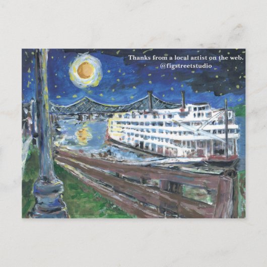 Starry Night Mississippi Queen, Danke, Postcard Postkarte (Vorderseite)