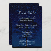 Starry Night mit Baum Dark Blue Einladung (Vorne/Hinten)