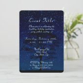 Starry Night mit Baum Dark Blue Einladung (Stehend Vorderseite)