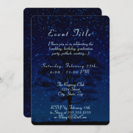 Starry Night mit Baum Dark Blue Einladung