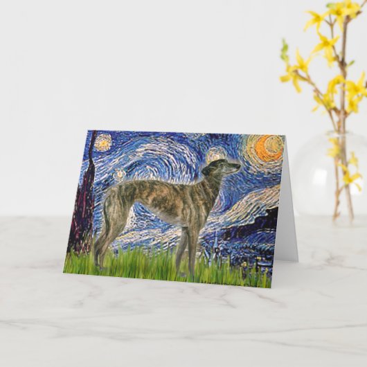 Starry Night mit Brindle Greyhound Karte (Gelbe Blume)