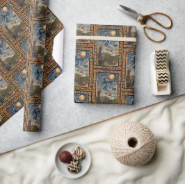 Starry Night mit Fall Border Halloween Geschenkpapier