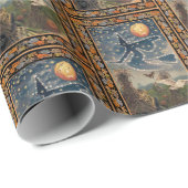 Starry Night mit Fall Border Halloween Geschenkpapier (Rolleneckpunkt)