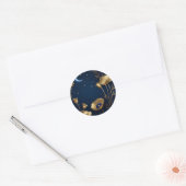 Starry Night mit Gold Crescent Moon Runder Aufkleber (Umschlag)