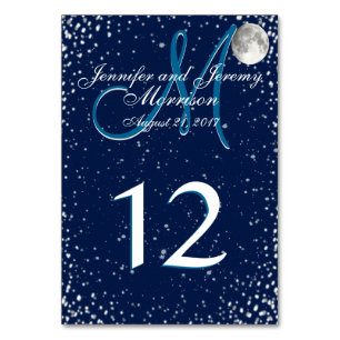 Starry Night mit Moon Monogram Tischnummer