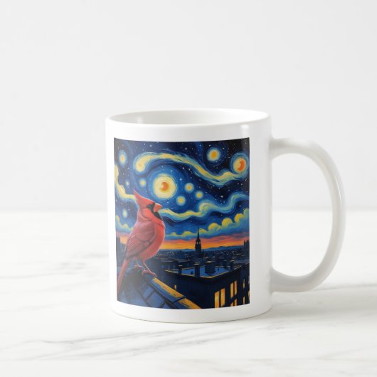 Starry Night mit Northern Kardinal Kaffeetasse (Rechts)