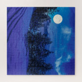 Starry night mit Vollmond im Puzzle des Waldes (Horizontal)