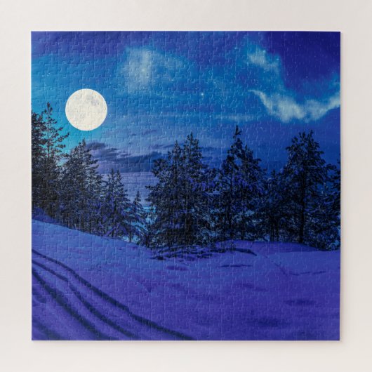 Starry night mit Vollmond im Puzzle des Waldes (Vertikal)