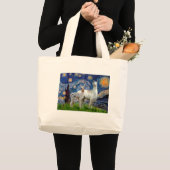 Starry Night mit zwei Llamas Jumbo Stoffbeutel (Vorderseite (Produkt))