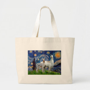 Starry Night mit zwei Llamas Jumbo Stoffbeutel