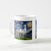 Starry Night mit zwei Llamas Kaffeetasse (Vorderseite Links)