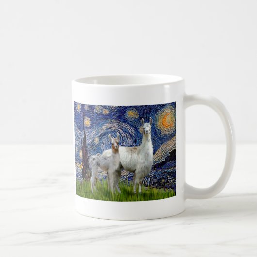 Starry Night mit zwei Llamas Kaffeetasse (Rechts)