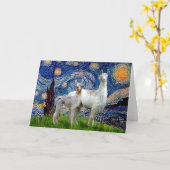 Starry Night mit zwei Llamas Karte (Gelbe Blume)