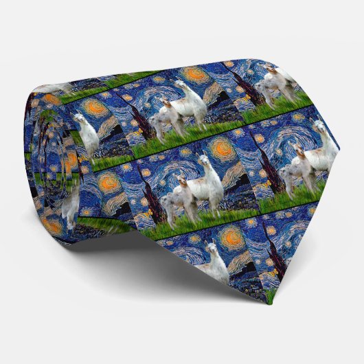 Starry Night mit zwei Llamas Krawatte (Gerollt)