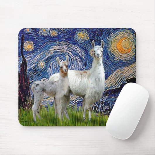 Starry Night mit zwei Llamas Mousepad (Mit Mouse)