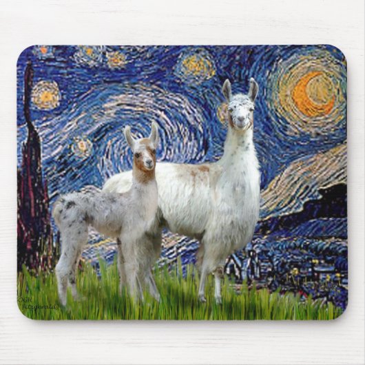 Starry Night mit zwei Llamas Mousepad (Vorne)
