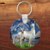 Starry Night mit zwei Llamas Schlüsselanhänger (Vorderseite)