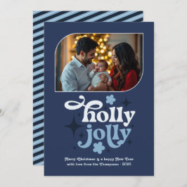 Starry Night Modern Blue Christmas Photo Feiertagskarte