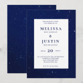 Starry Night Modern Simplistic Wedding Einladung (Vorne/Hinten)