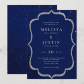 Starry Night Modern Simplistic Wedding Einladung (Vorne/Hinten)