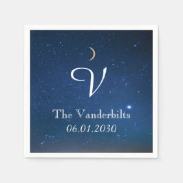 Starry Night Monogram Wedkin Napkin Serviette