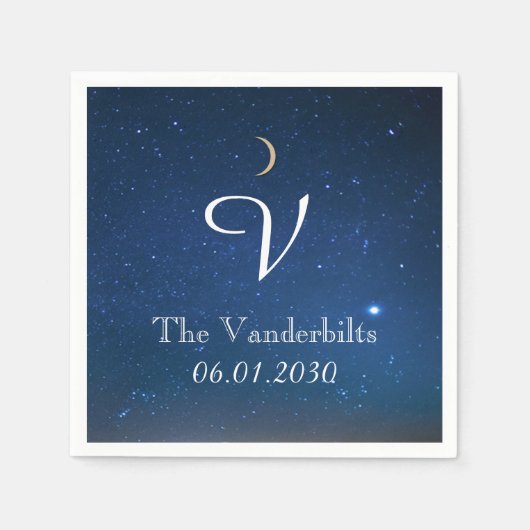 Starry Night Monogram Wedkin Napkin Serviette (Vorderseite)