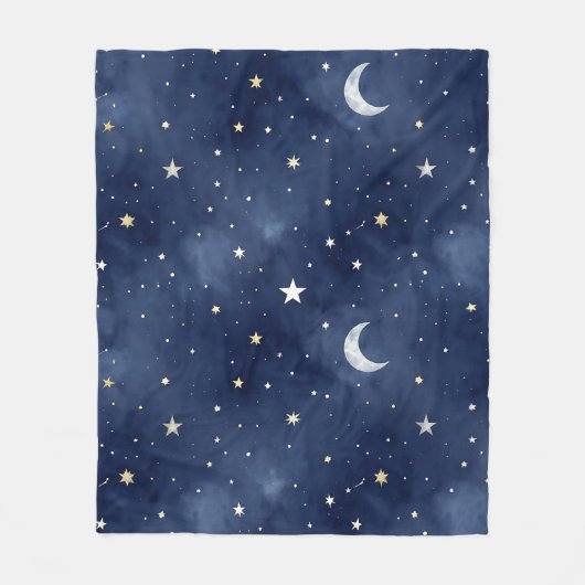 Starry Night Moon Constellations Pattern Fleecedecke (Vorderseite)