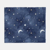 Starry Night Moon Constellations Pattern Fleecedecke (Vorderseite (Horizontal))
