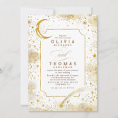 Starry Night Moon Falling Star Celestial Wedding Einladung (Vorderseite)